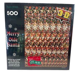 Vintage Springbok Merry Olde Santa Puzzle 3D Sensations World Class 500 Pieces